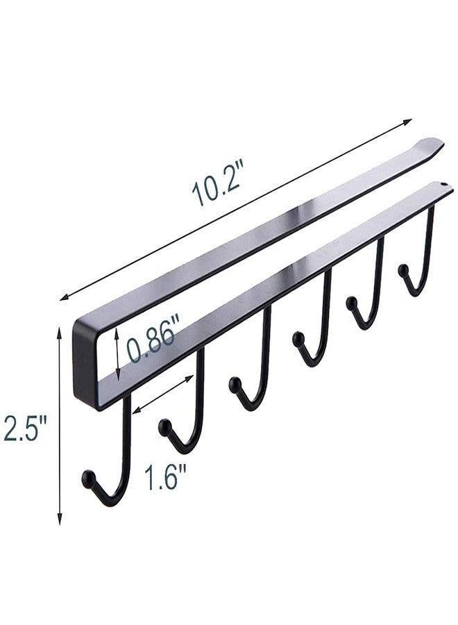 COBARYEN 6-Hook Under Cabinet Mug Hanger -- Cups Storage Rack Drilling Free Coffee Cups Holder Kitchen Belts Scarf Hanging Hooks Rack (3, White) - Image 3